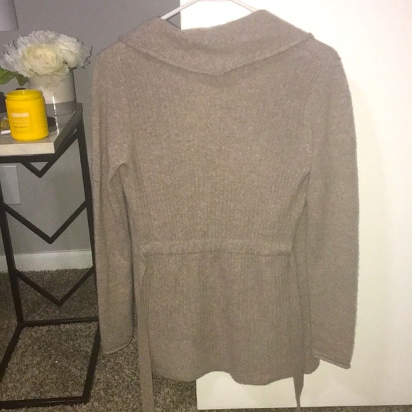 NWOT Nanette Lepore 100% 2-ply CASHMERE long Cardigan Sweater tan - Picture 5 of 8